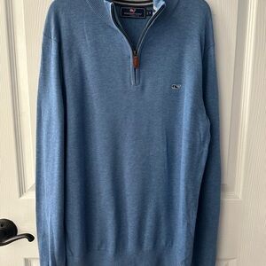 Vineyard Vines Men's 1/4 Zip Blue Sweater